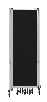 National Public Seating Robo Series 11-Panel Folding Mobile Room Divider, 72"H x 256"W, Black Fabric (RDG6-11PT10)