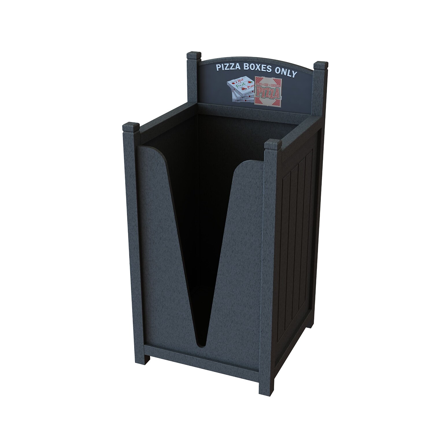 CleanRiver Excel Plastic Pizza Box Recycling Bin, 57 Gallon, Gray (PZA)