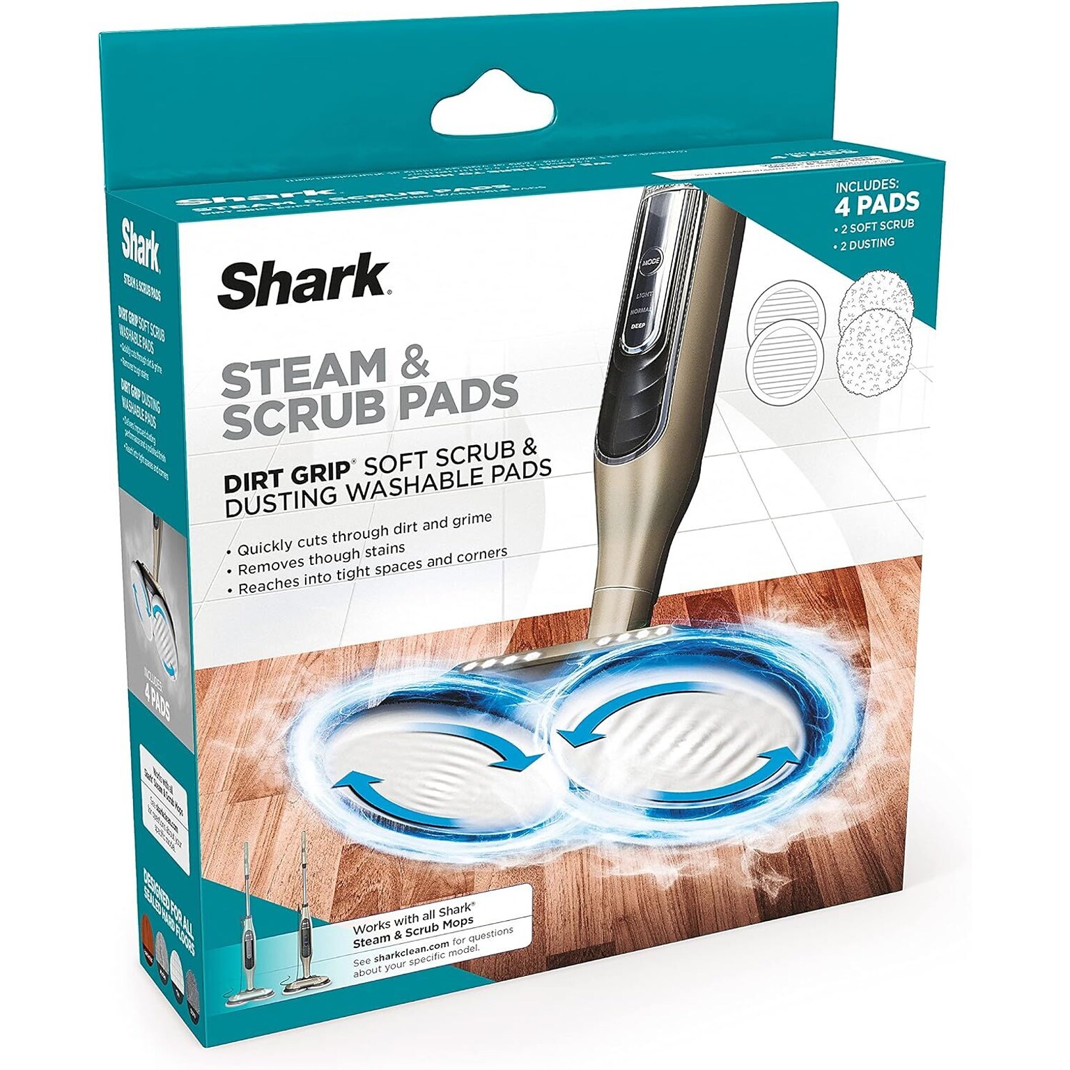 Shark Wet & Dry Steam & Scrub Cleaning Pads, White/Gray (XKITP7000D)