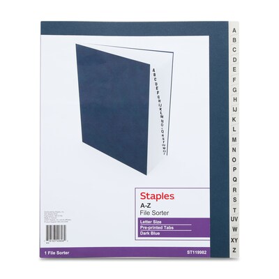 Staples EveryDay Pressboard Indexed Desk File, Alphabetical Index, Blue (ST119982-CC)