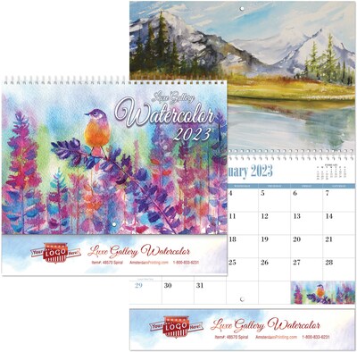 Custom Water Color Spiral Wall Calendar