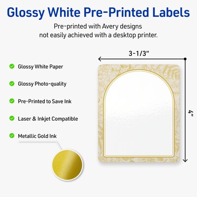 Avery Rectangle Laser/Inkjet Multipurpose Labels, 4 x 3-1/3, White, 40/Pack (19479371058)
