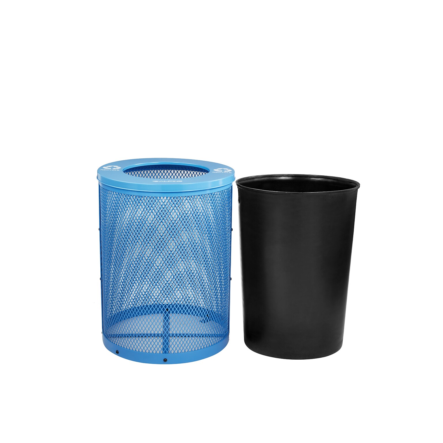 Alpine Industries 4460 Steel Mesh Recycling Bin, 36 Gallon, Blue (ALP4460-01-C)