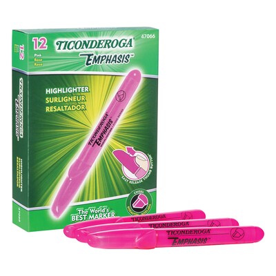 Ticonderoga Emphasis Fluorescent Highlighter, Chisel Tip, Pink (X47066)