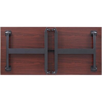 Lorell 63"W x 24"D Mobile Folding Training Table, Laminate, With Wheels, Mahogany (LLR60735)