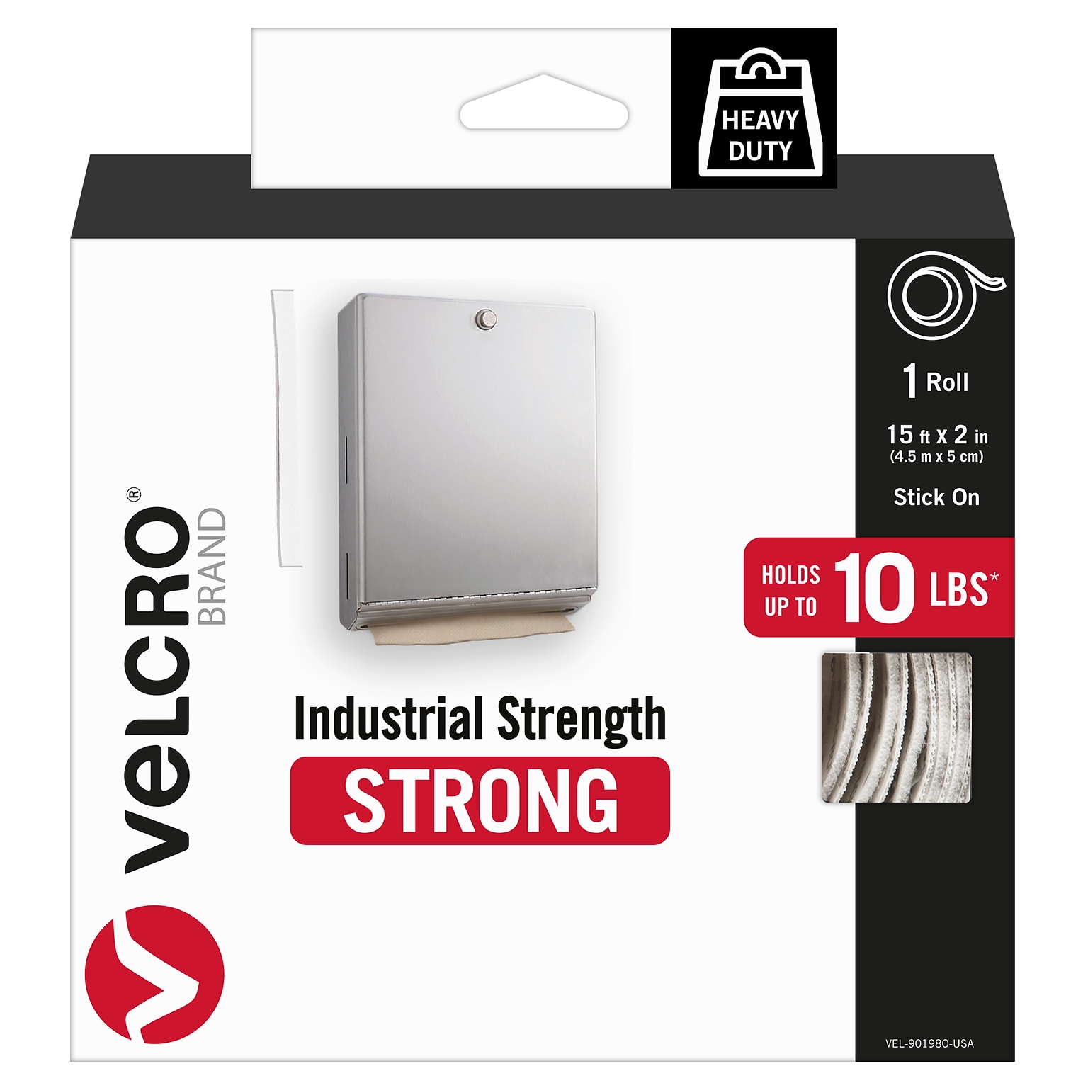 Velcro® Brand Industrial Strength 2 x 15 Hook & Loop Fastener Roll, White (90198)