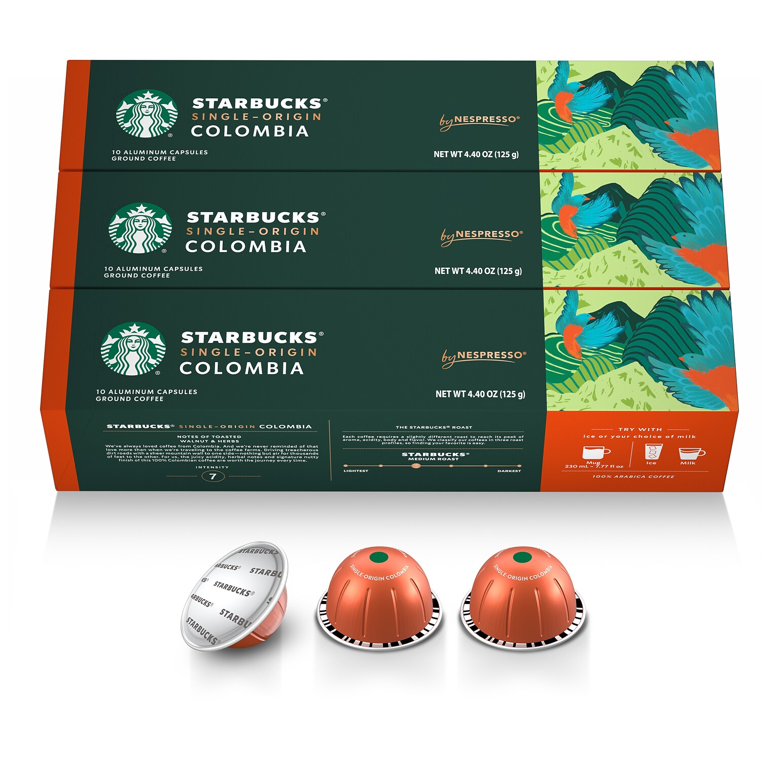 Nespresso Starbucks Single-Origin Colombia Coffee Nespresso Vertuo Capsules, Medium Roast, 30/Pack (163925)