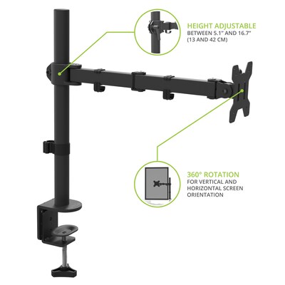 Kanto Height Adjustable Desktop Arm Single Monitor Stand for 17" - 34" Monitors, Black (DML1000)