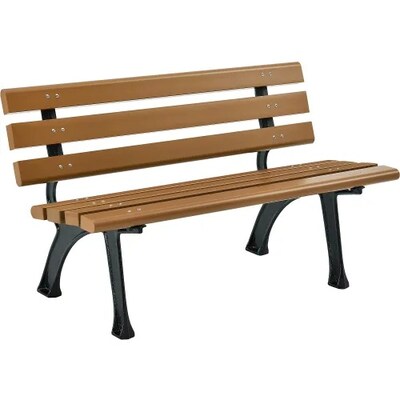 Global Industrial 4 Park Bench w/ Backrest, Tan (240125TN)