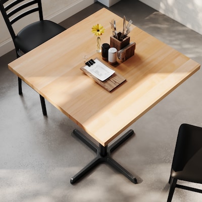 Flash Furniture Bennett Square Shaped Wooden Commercial Indoor Table, 36" x 36", Natural Top/Black Base (GSFSQ36NTT3030B)