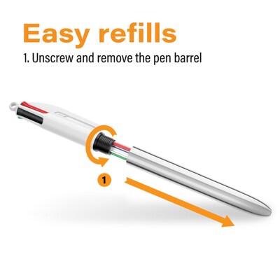 BIC 4-Color Shine Retractable Ballpoint Pen, Medium Point, Assorted Ink, 3/Pack (MMMTP31-AST)