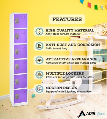 AdirOffice 72'' 6-Tier Purple Storage Locker (629-206-PUR)