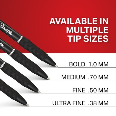 Sharpie S-Gel Retractable Gel Pens, Bold Point, 1.0mm, Black Ink, 36 Pens/Pack (2096181)