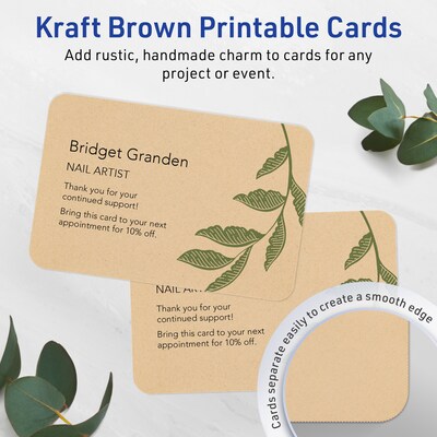 Avery Matte General Use Blank Cards, Kraft Brown, 20/Pack (95345)