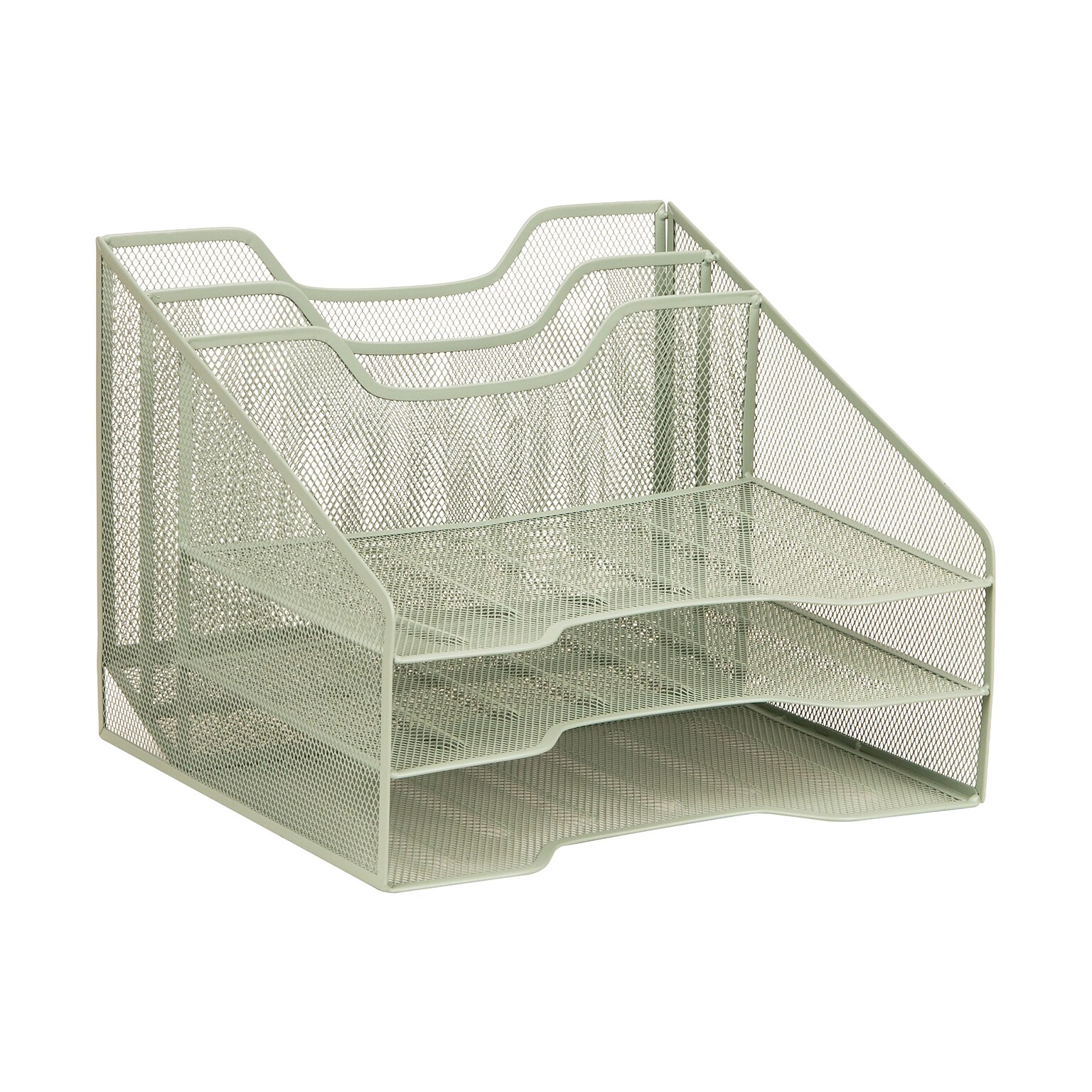 Staples 5-Compartment Metal Mesh File Organizer, Sage Green (ST63829)