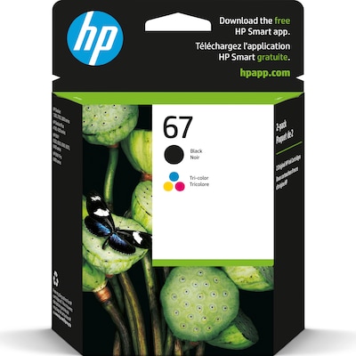 HP 67 Black/Tri-Color Standard Yield Ink Cartridge, 2/Pack (3YP29AN#140)