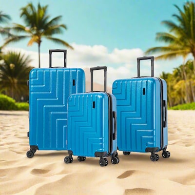 DUKAP Zahav 3-Piece Hardside Spinner Luggage Set, TSA Checkpoint Friendly, Teal (DKZAHSML-TEA)