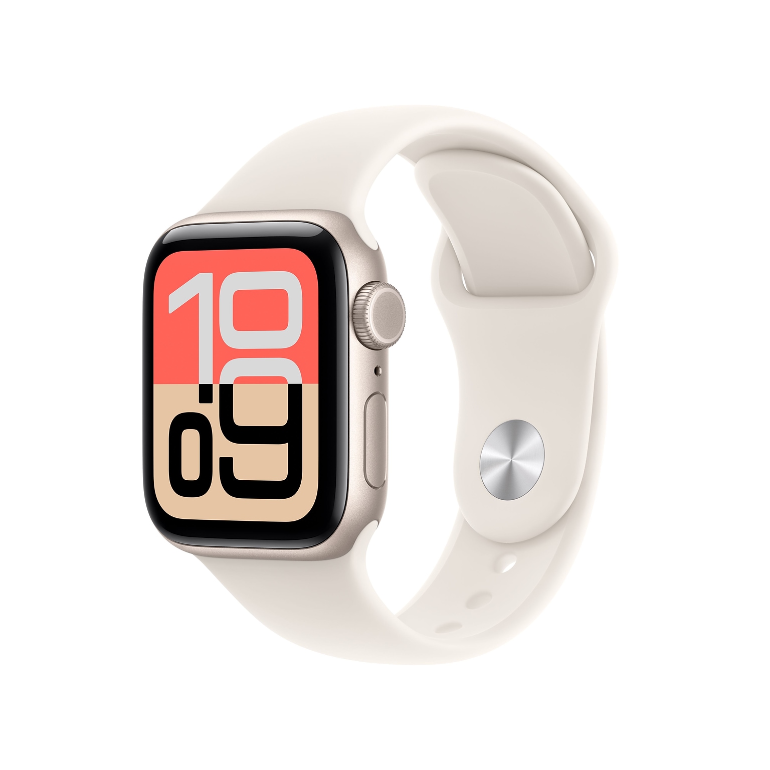 Apple Watch SE 3 GPS + Cellular Smartwatch, 40mm, Starlight Aluminum Case with Starlight Sport Band, Small/Medium (MEP64LW/A)