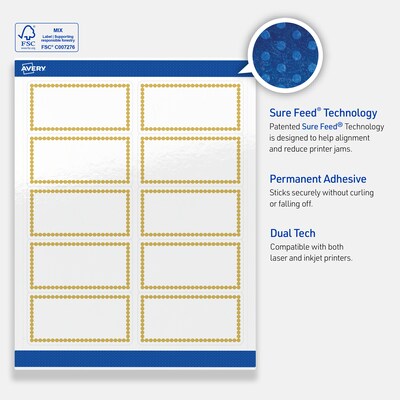 Avery Laser/Inkjet Rectangle Multipurpose Labels, 2" x 4", White, 100/Pack (S00-DJH)