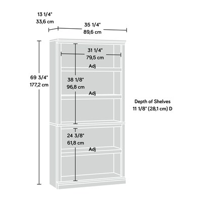 Sauder Select 70"H 5-Shelf Bookcase, Chalked Chestnut (423033)