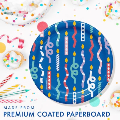 Creative Converting Party Patterns Birthday Candle Dessert Paper Plates, Multicolored, 32/Pack (DTC365081PLT)