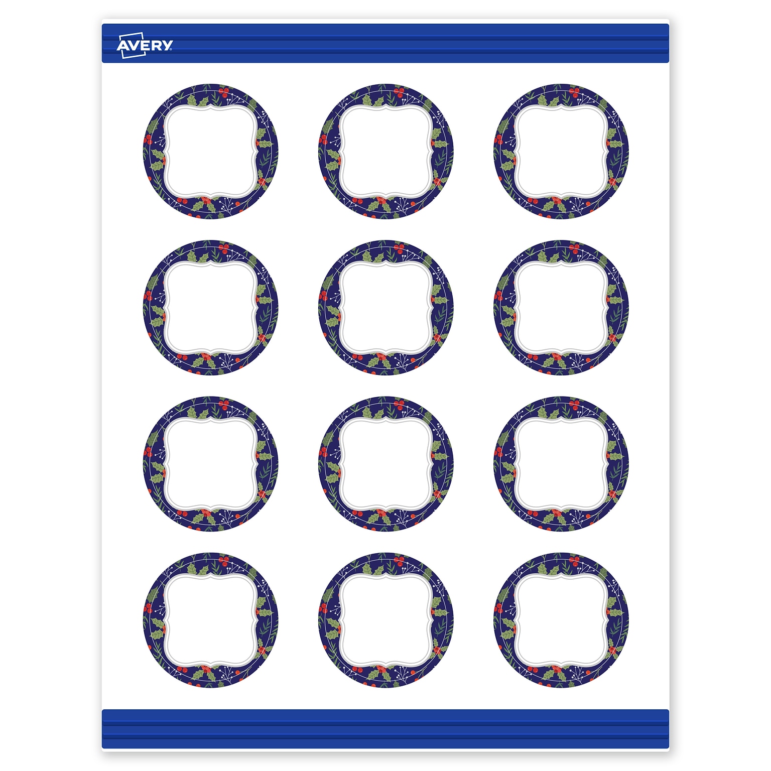 Avery Silver-Navy Matte Blank Card, White, 120/Pack (S00-FHS)