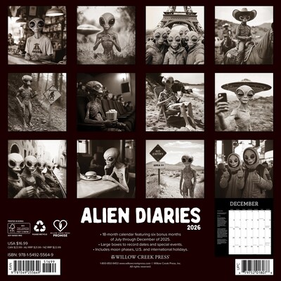 2026 Willow Creek Alien Diaries 12 x 12 Monthly Wall Calendar (55649)