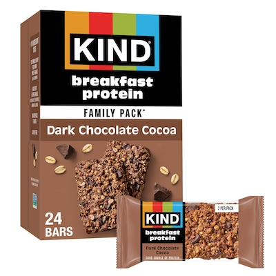 KIND Breakfast Gluten Free Dark Chocolate Cocoa Protein Bar, 12 Bars/Box (67658)