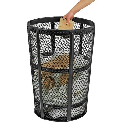 Global Industrial Outdoor Steel Mesh Corrosion-Resistant Trash Can, 48 Gallon, Black (237634BK)