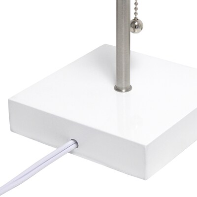 Simple Designs Petite White Stick Lamp with USB Charging Port and Fabric Shade, Gray (LT1088-GOW)