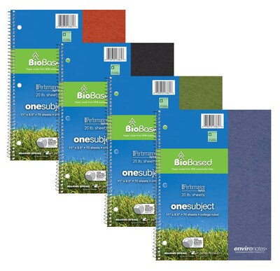 Roaring Spring Paper Products BioBased 1-Subject Notebooks, 8.5 x 11, College Ruled, 70 Sheets, Ea