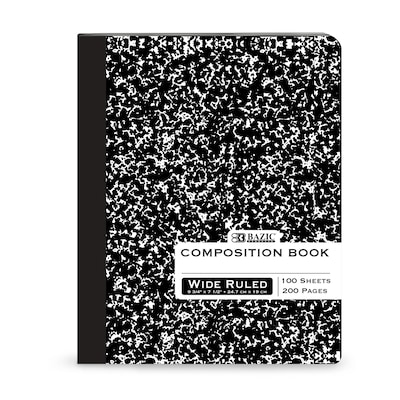 Bazic 1-Subject Composition Notebook, Wide Ruled, Black Marble (508)