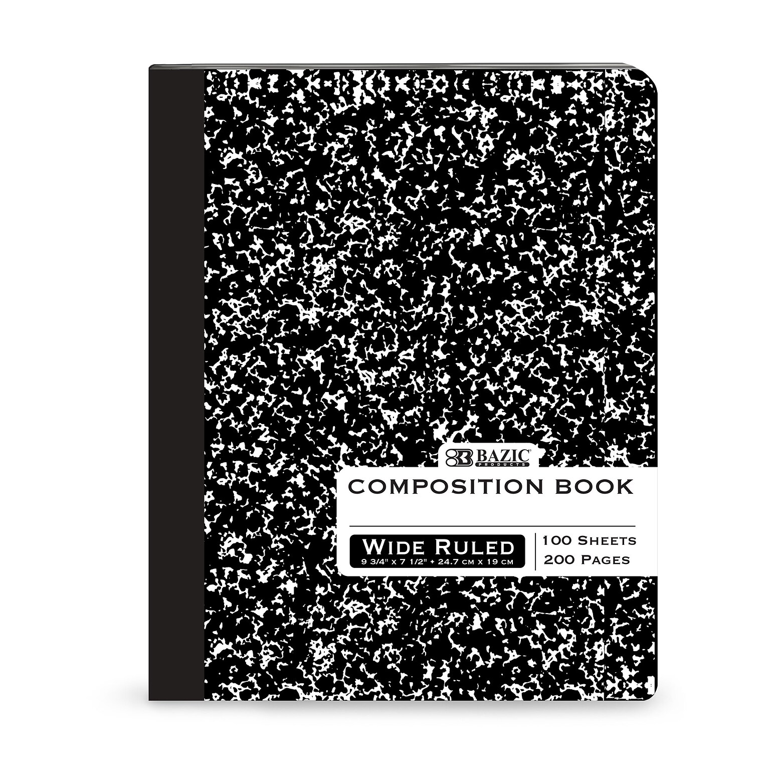 Bazic 1-Subject Composition Notebook, Wide Ruled, Black Marble (508)