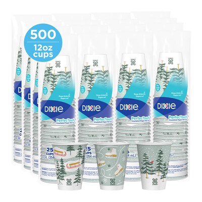 Dixie PerfecTouch Winter Fun Paperboard Hot Cups, 12 oz., 500/Pack (5342DX94)