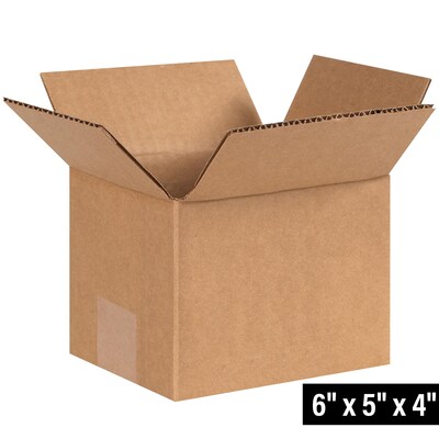 6 x 5 x 4 Shipping Boxes, 32 ECT, Brown, 25/Bundle (654)