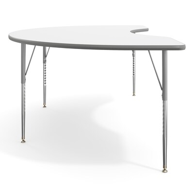 Flash Furniture Wren Kidney Activity Table, 96" x 48", Height Adjustable, White Top/Silver Frame (XUA4896KDWHTA)