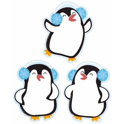 Eureka Winter Penguins Paper Cut-Outs, 36/Pack, 3 Packs (EU-841586-3)