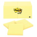 Post-it® Notes, 3 x 3, Canary Yellow, Lined, 100 Sheets/Pad, 12 Pads/Pack (630SS)