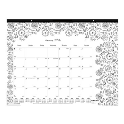 2026 Blueline DoodlePlan 22 x 17 Monthly Desk Pad Calendar, Black/White (C2917311)