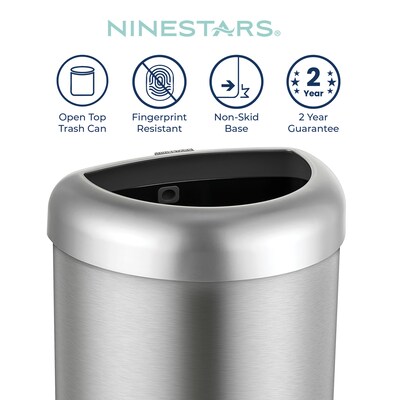 NineStars Stainless Steel Indoor Open Top Trash Can, 21.1 Gallons, XXL Size, Silver (OTT-80-29SL)