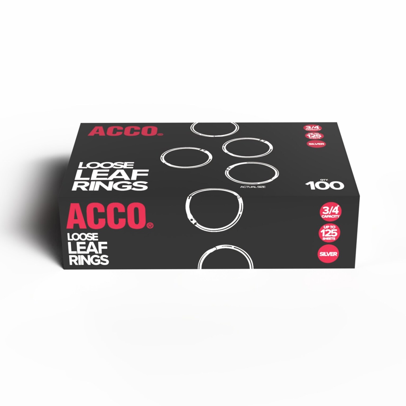 ACCO Book Rings, Silver, 100/Box (A7072201)