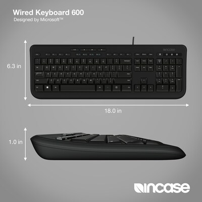 Incase Designed by Microsoft Wired Keyboard 600, Black (ANB-00001)