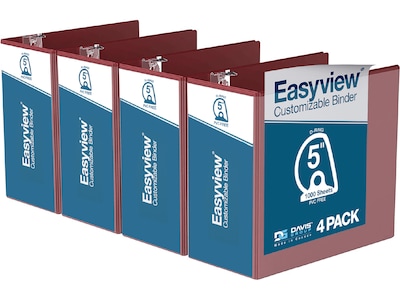 Davis Group Easyview Premium 5 3-Ring View Binders, D-Ring, Burgundy, 4/Pack (8407-08-04)