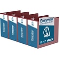Davis Group Easyview Premium 5 3-Ring View Binders, D-Ring, Burgundy, 4/Pack (8407-08-04)