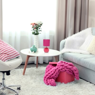Creekwood Home Geometric 10.24" LED Table Lamp, Pink (CWT-1016-PN)