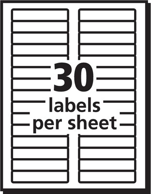 Avery TrueBlock Laser/Inkjet File Folder Labels, 2/3" x 3 7/16", White, 1500 Labels Per Pack (5366)