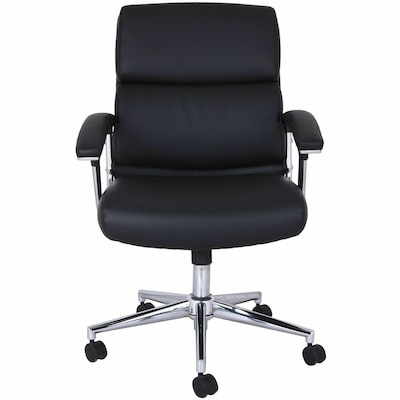 Lorell Vuelo Modern Bonded Leather Swivel Management Chair, Black (LLR20028)