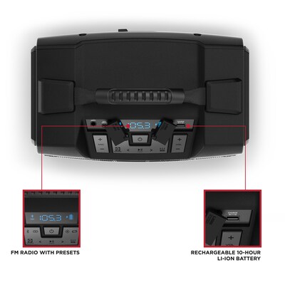 ION Tailgater TD Wireless Bluetooth Portable Speaker with TWS, Lights & FM/USB/Aux, Water Resistant, Black (TAILGATERTDXUS)