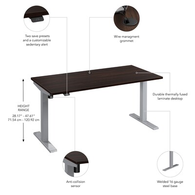 Bush Business Furniture Move 40 Series 60"W Electric Height Adjustable Standing Desk, Black Walnut/Cool Gray (M4S6030BWSK)
