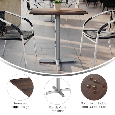 Flash Furniture Acadia Wooden Dining Table with X-Base, 23.75"D x 29.75"W, Dark Brown/Silver Base (ST2430WBRT2222S)